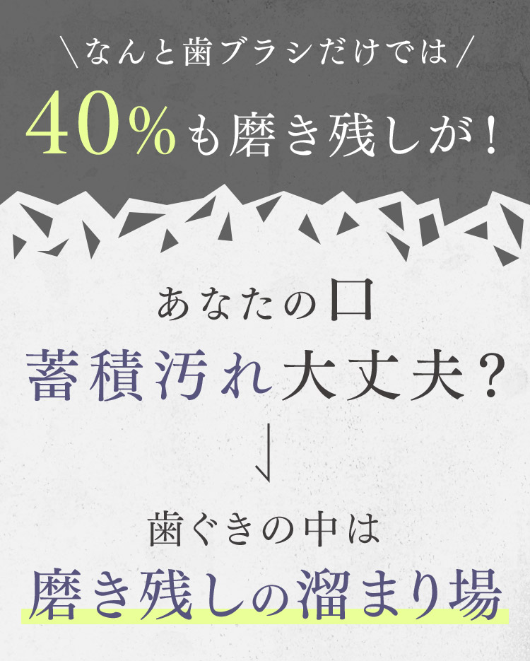 なんと歯ブラシだけでは40%も磨き残しが!