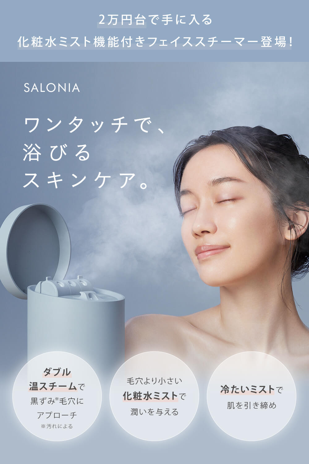 【新品未使用】SALONIA ピュアブライトスチーマー