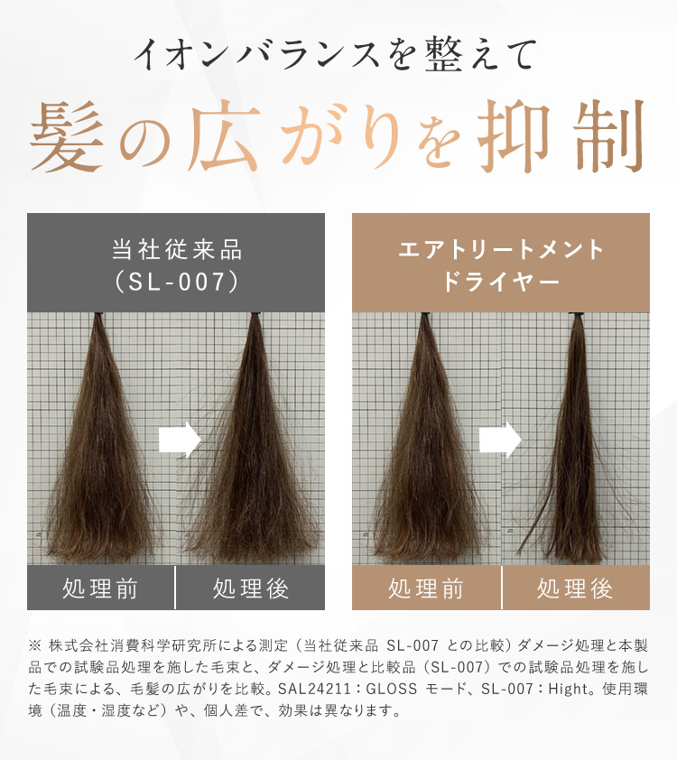 イオンバランスを整えて髪の広がりを抑制