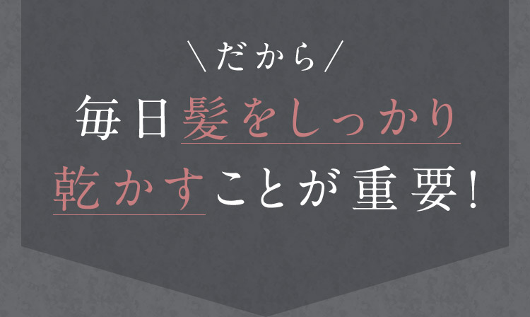 だから毎日髪をしっかり乾かすことが重要！