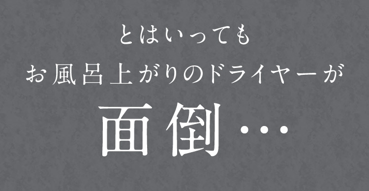 とはいってもお風呂上がりのドライヤーが面倒…