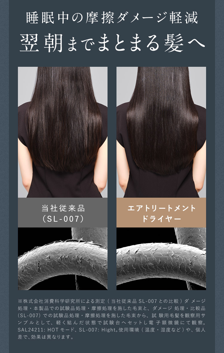 翌朝までまとまる髪へ