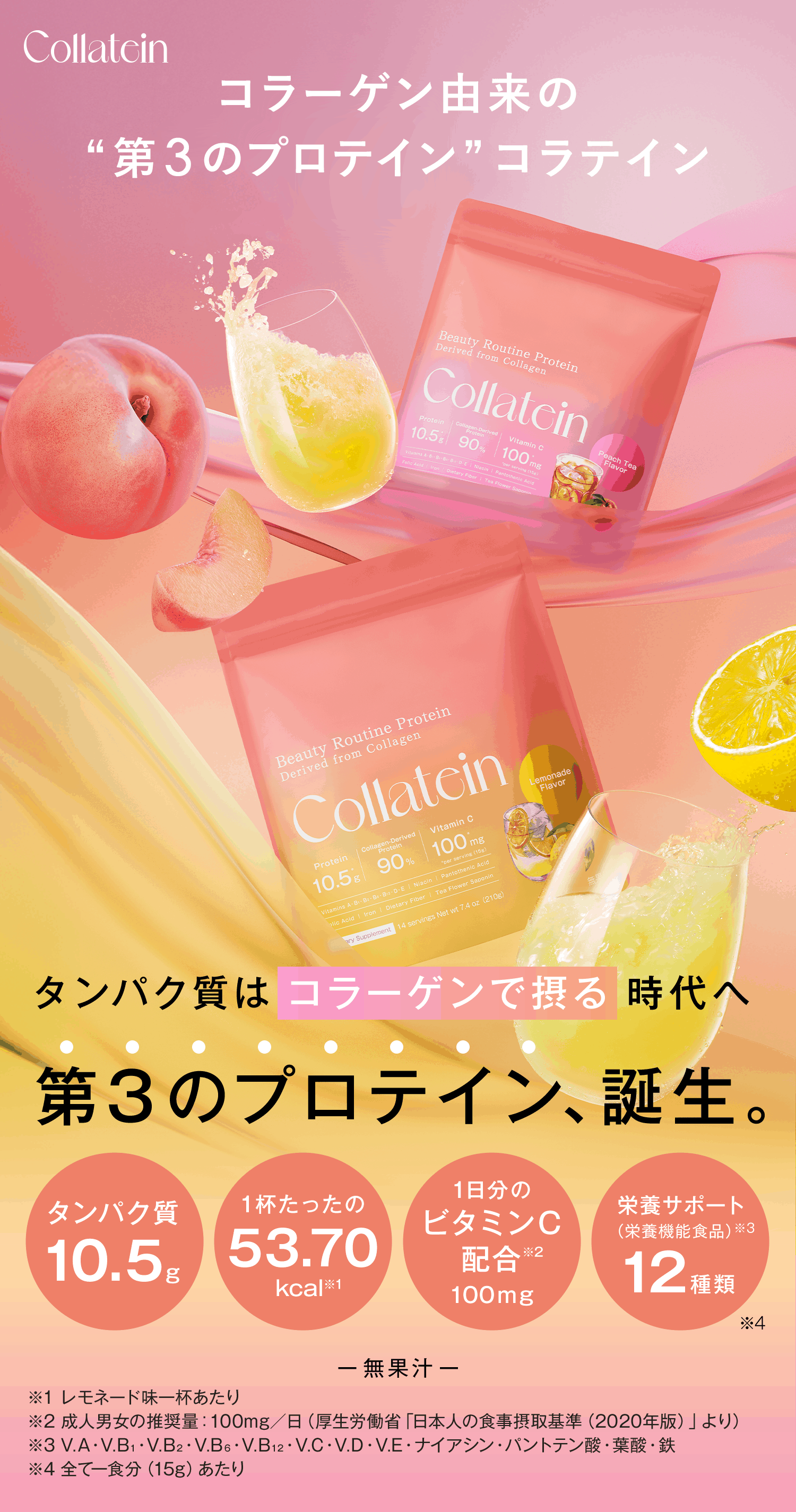 コラーゲン由来の第三のプロテイン、”コラテイン。タンパク質はコラーゲンで摂る時代へ。