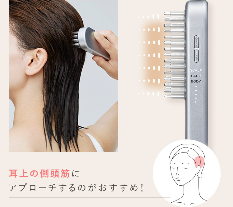 耳上の側頭筋にアプローチするのがおすすめ！
