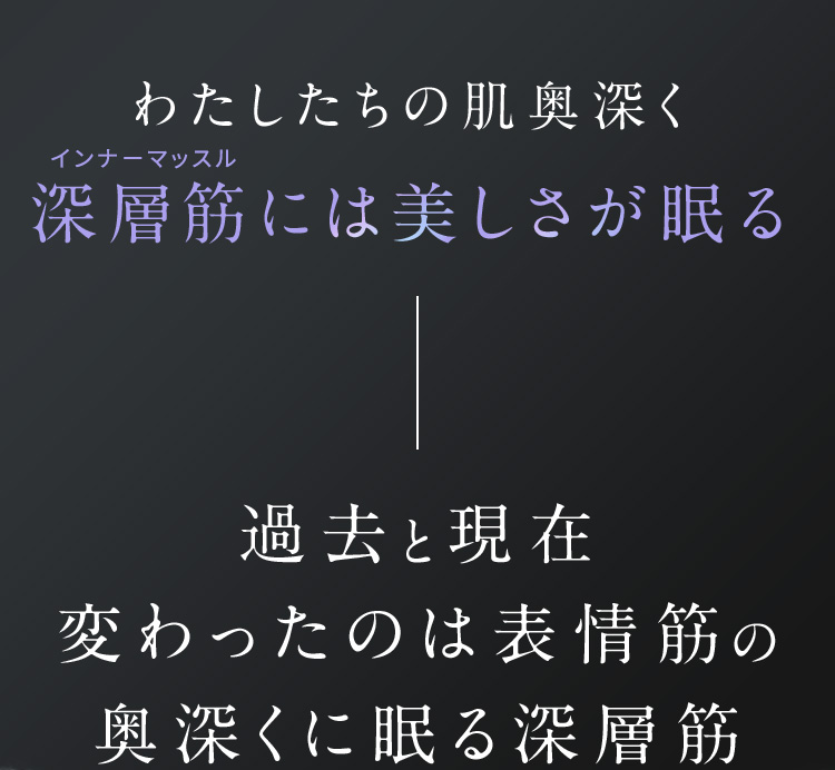 わたしたちの肌奥深く 深層筋には美しさが眠る 過去と現在 変わったのは表情筋の奥深くに眠る深層筋