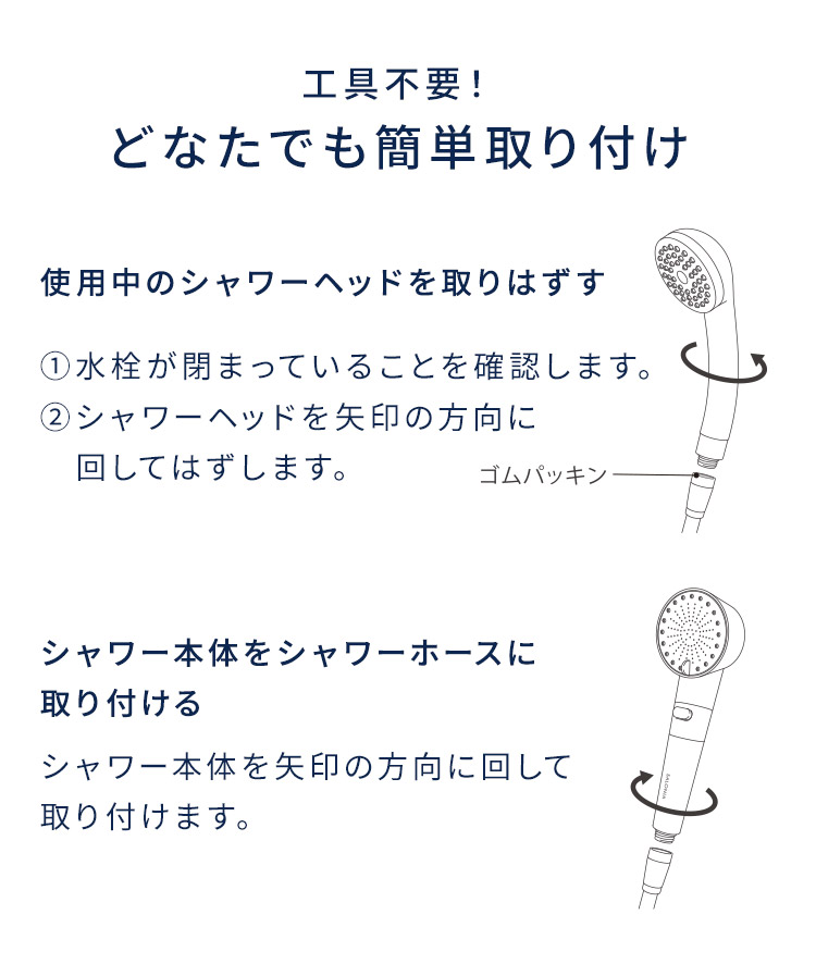 工具不要！どなたでも簡単取り付け