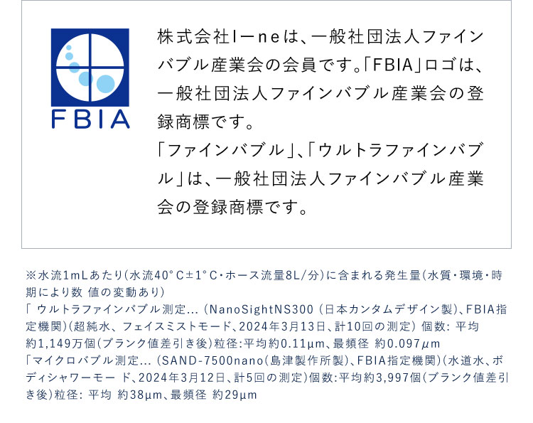 ファインバブルは一般社団法人ファインバブル産業会の登録商標です。