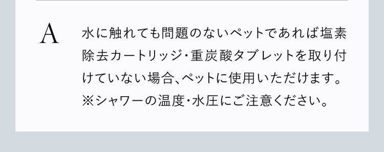 素除去カートリッジ・重炭酸タブレットを取り付けていない場合使用いただけます。