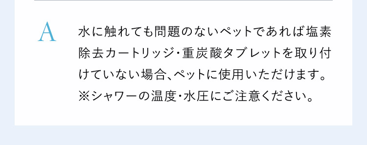 素除去カートリッジ・重炭酸タブレットを取り付けていない場合使用いただけます。