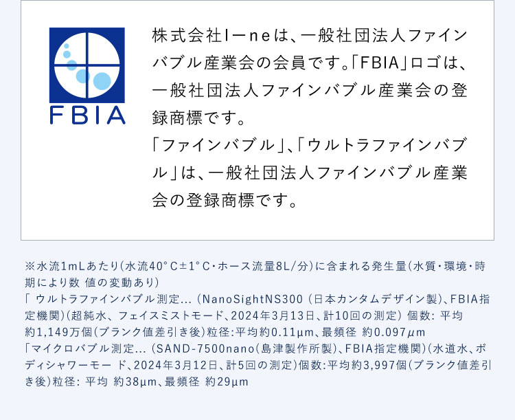 ファインバブルは一般社団法人ファインバブル産業会の登録商標です。