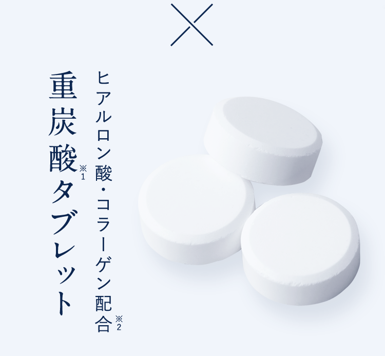 ヒアルロン酸・コラーゲン配合重炭酸タブレット※2